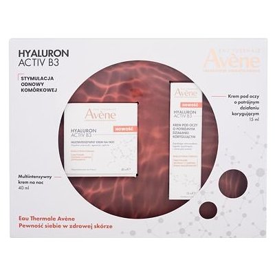 Avene Hyaluron Activ B3 dárková sada: noční pleťový krém Hyaluron Activ B3 Multi-Intensive Night Cream 40 ml + oční krém Hyaluron Activ B3 Triple Correction Eye Cream 15 ml