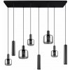 Čierne závesné svietidlo s kovovo-skleneným tienidlom Mataro – Trio