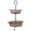 Clayre & Eef Hnedý antik kovový etažér Glocia - Ø 37*61 cm - Clayre & Eef