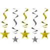PartyDeco Závesné hviezdy strieborné a zlaté (5 ks)