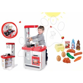 Smoby 310800-3 set kuchynka Bon Appétit so zvukmi a kávovarom a Écoiffier potraviny Bubble Cook