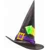 Klobúk čarodejnice Widmann s nášivkami a prackou