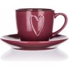 Banquet Šálek s podšálkem HEART bordó 260 ml