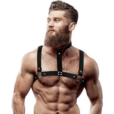 Fetish Submissive Attitude&Trade; Adjustable Eco-Leather Chest Harness With Necklace