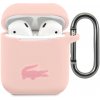 Lacoste Liquid Silicone lesklé púzdro s logom pre AirPods 1/2 ružové (LCA2SI)