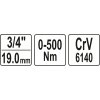 Yato Momentový kľúč 3/4' výchylný 0-500Nm