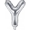 PartyDeco Fóliový balón Mini - Písmeno Y 35cm strieborný