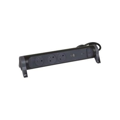 Prepäťová ochrana Legrand 3x zásuvka, USB, USB-C, 1,5m (L049425) čierna