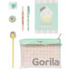 CurePink: Set 6 školních pomůcek Pusheen: Foodie sešit A5 pero zvýrazňovač tužka ořezávátko spony [SSGP001]
