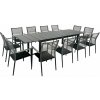di volio sada záhradného nábytku Basita 12 stoličiek a 1 stôl sivá