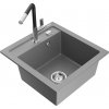 MEXEN/S MEXEN/S - Vito granitový drez 1-miska vrátane batérie Flora, šedá 6503-71-670401-07