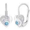 Stříbrné náušnice srdce s pravým přírodním modrým topazem