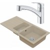 Drezový set Grohe 6/A - Granitový drez 960x480 mm 1,5-sektora s odkvapkávacou plochou, piesková + Drezová batéria Grohe Eurosmart