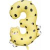 PartyDeco Fóliový balón číslo 3 - Gepard 68x98 cm mix