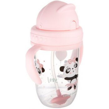 Canpol Babies nevylievací hrnček so slamkou a závažím Exotic Panda ružový 270 ml