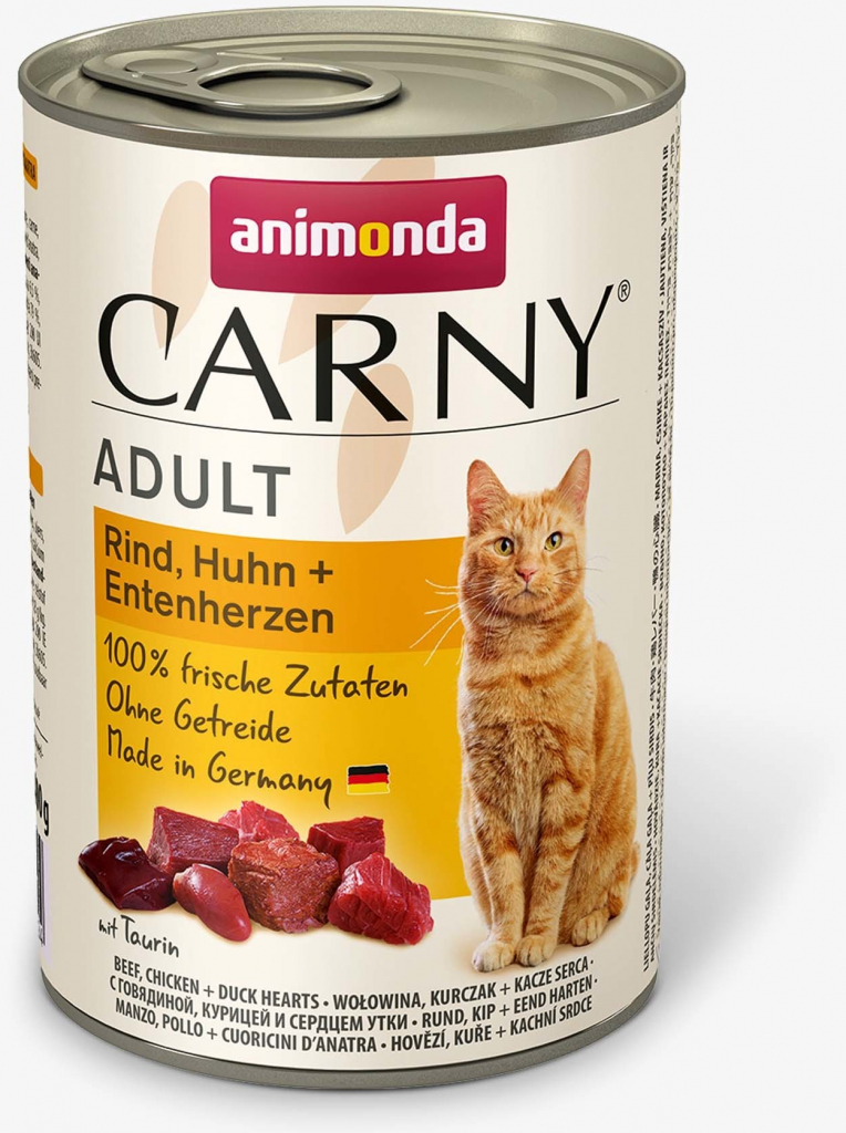 Animonda CARNY cat Adult hovädzie,kura a kačacie srdiečka 6 x 400 g