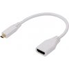 Kábel HDMI zásuvka,Konektor micro HDMI; 0,235m; biela