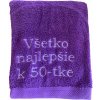 Osuška s výšivkou všetko naj k 50 Farba: Svetlofialová, farba nití: sivá