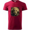 Albert Einstein so slúchadlami - Klasické pánske tričko vyššej gramáže - XL ( Marlboro červená )