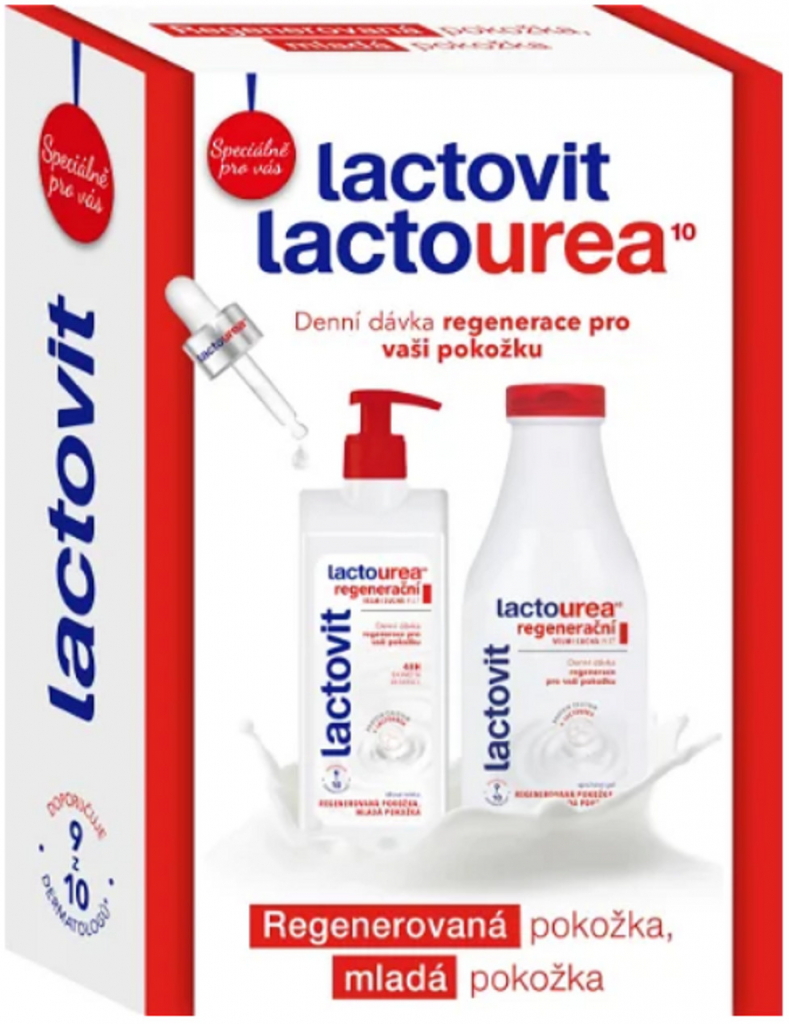 Lactovit Lactourea regeneračné telové mlieko 400 ml + regeneračný sprchový gél 500 ml darčeková sada