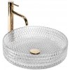 REA - Umývadlo na dosku Cristal Transparent 39 Gold brush Ring REA-U8881
