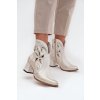 Kožené Dierované Dámske Čižmy Na Opätku Zazoo krémová 42 Zazoo 5905677567236