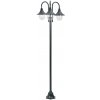 Záhradná stĺpová lampa E27 220 cm hliníková 3-lampáše tmavozelená
