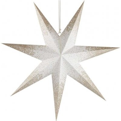 Vianočné osvetlenie EMOS LED hviezda papierová závesná so zlatými trblietkami na okrajoch, biela, 60 cm, vnútorná (DCAZ07)