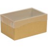 Darčeková krabička s priehľadným vekom 200x125x100/35 mm, hnedá - kraft