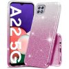 ELEGANCE Puzdro GLITTER na mobil Samsung Galaxy A22 5G Farba: strieborná - ružová