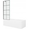 MEXEN/S - Cubik obdĺžniková vaňa 160 x 70 cm s panelom + vaňová zástena 70, čierna vzor 550316070X9507007077