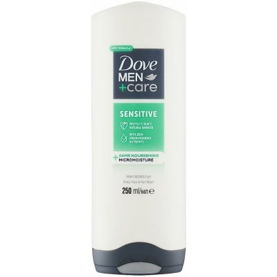 Dove Men+Care Sensitive sprchovací gél na telo, tvár a vlasy 250 ml