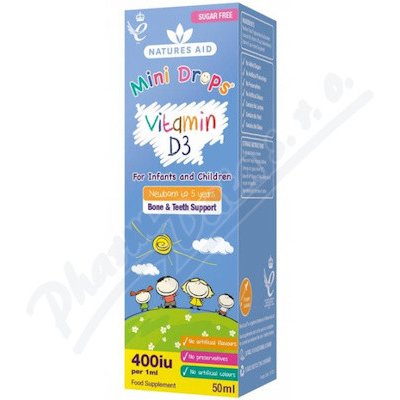 Natures Aid Vitamín D3 kvapky pre deti 200 IU 50 ml