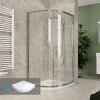 MEREO MEREO - Sprchový set z Kory Lite, štvrťkruh, 90 cm, chróm ALU, sklo Číre a vysoké SMC vaničky CK35123ZH