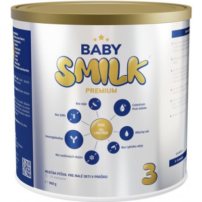 BABYSMILK Premium 3 - Mliečna výživa s Colostrom pre malé deti (Od uk. 12. mesiaca) 900 g