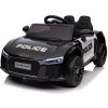 JOKO Elektrické autíčko AUDI R8 Polícia, penové kolesá, kožené sedadlo, čierne (Joko Elektrické Policajné Autíčko Audi R8)