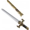 Rytiersky meč so zlatým puzdrom a zvukovými efektmi 55 cm