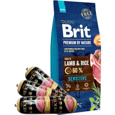 BRIT Premium By Nature Sensitive Lamb 15kg + Hektor 3x900g