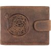 Pánska kožená peňaženka s prackou s obrázkami znamenia - LEV - hnedá