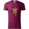 Jeleň so šálom - Tričko z organickej bavlny - XL ( Fuchsiová )