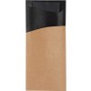 Papierové vrecko na príbor Eco hnedo/čierne s čiernym obrúskom 190x85mm, 100ks