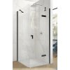 Hüppe Astra - Krídlové dvere s pevným segmentom 1200x2000 mm pre 4-uholník, upevnenie vpravo, profil Black Edition, číre sklo s Anti-Plaque PX0105.123.322