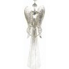 Vianočná kovová LED dekorácia Angel with heart​ strieborná, 9,5 x 30 cm
