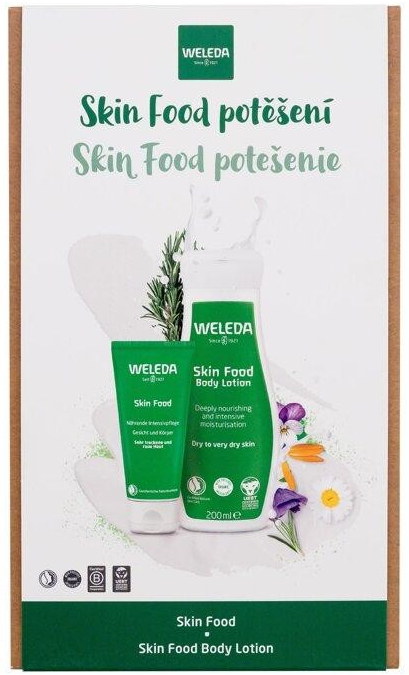 Weleda Skin Food univerzálny výživný krém s bylinkami pre veľmi suchú pokožku 30 ml + telové mlieko pre výživu a hydratáciu 200 ml