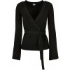 Ladies Rib Knit Wrapped Cardigan - black M