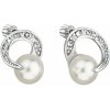 Strieborné náušnice pecka s perlou Swarovski biele okrúhle 31239.1 Biela