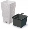 PROSPERPLAST Kvetináč FURU SQUARE ECO WOOD 24cm biely