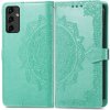 Peňaženkové puzdro Embossing Pattern Mandala Flower zelené – Samsung Galaxy A14 4G/5G