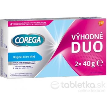 Corega fixačný krém Extra silný Duopack bez zinku 2x40 g