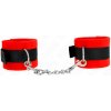 Kink - Beginner Fur Hand Cuffs Black-Red 30 X 7 cm